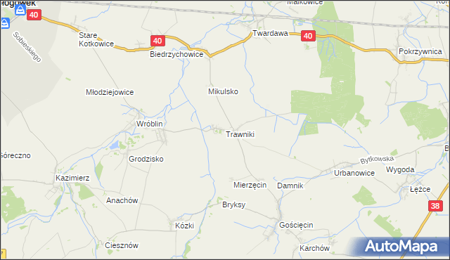 mapa Trawniki gmina Pawłowiczki, Trawniki gmina Pawłowiczki na mapie Targeo
