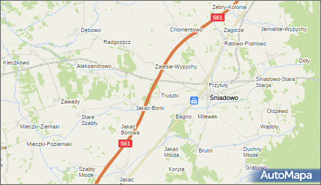 mapa Truszki gmina Śniadowo, Truszki gmina Śniadowo na mapie Targeo