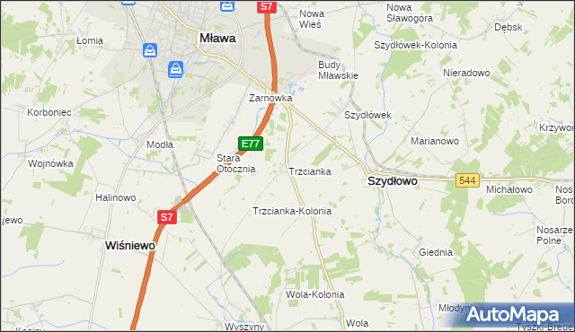 mapa Trzcianka gmina Szydłowo, Trzcianka gmina Szydłowo na mapie Targeo