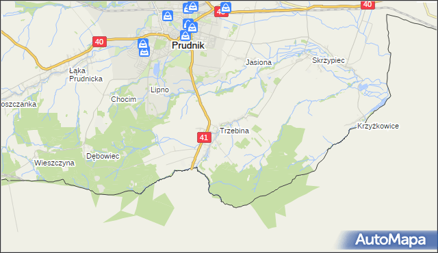 mapa Trzebina gmina Lubrza, Trzebina gmina Lubrza na mapie Targeo