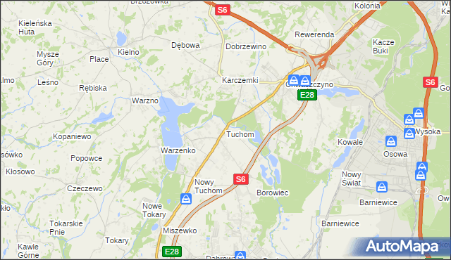 mapa Tuchom, Tuchom na mapie Targeo