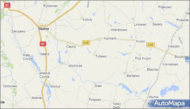 mapa Tytlewo, Tytlewo na mapie Targeo