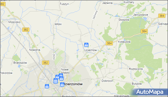 mapa Uciechów gmina Dzierżoniów, Uciechów gmina Dzierżoniów na mapie Targeo