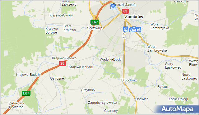 mapa Wądołki-Bućki, Wądołki-Bućki na mapie Targeo