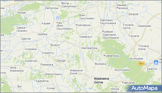 mapa Wampierzów, Wampierzów na mapie Targeo