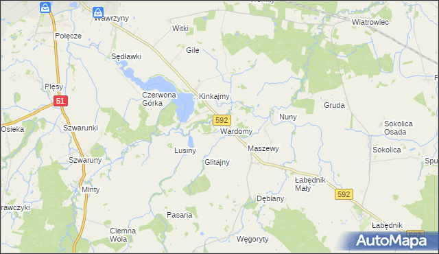 mapa Wardomy, Wardomy na mapie Targeo