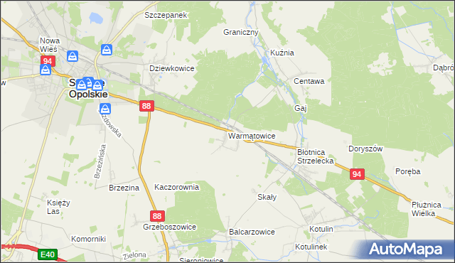 mapa Warmątowice, Warmątowice na mapie Targeo
