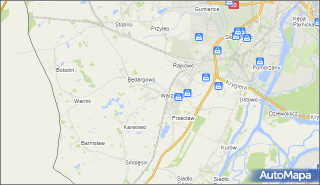 mapa Warzymice, Warzymice na mapie Targeo