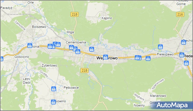 mapa Wejherowo, Wejherowo na mapie Targeo