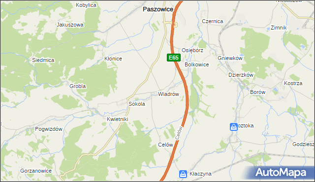 mapa Wiadrów, Wiadrów na mapie Targeo