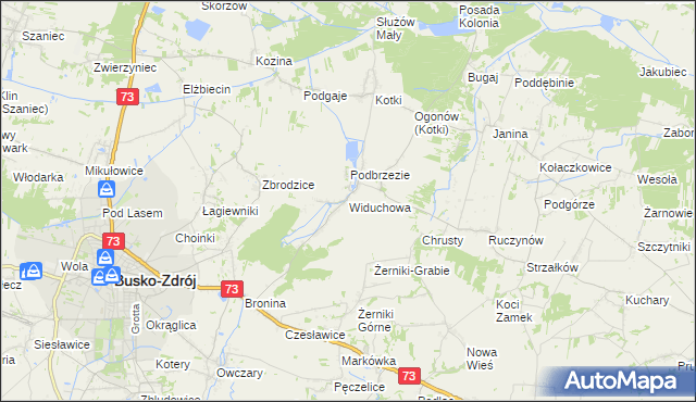 mapa Widuchowa gmina Busko-Zdrój, Widuchowa gmina Busko-Zdrój na mapie Targeo