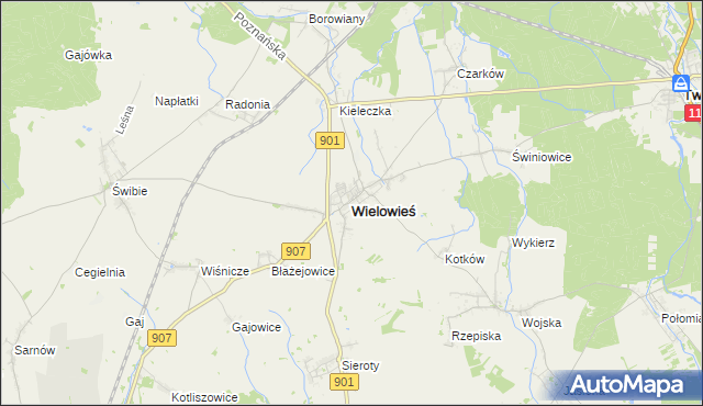 mapa Wielowieś powiat gliwicki, Wielowieś powiat gliwicki na mapie Targeo