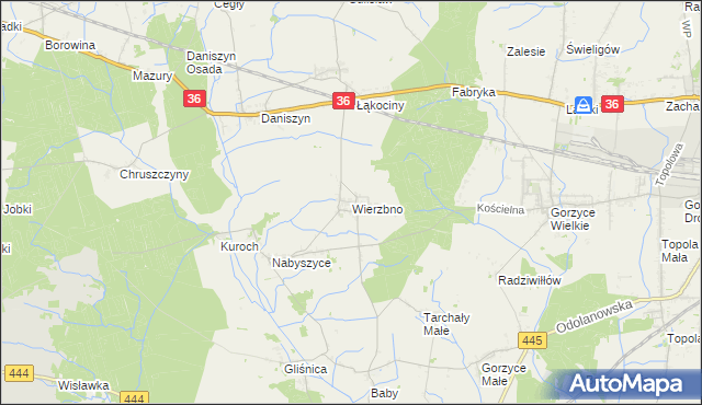 mapa Wierzbno gmina Odolanów, Wierzbno gmina Odolanów na mapie Targeo