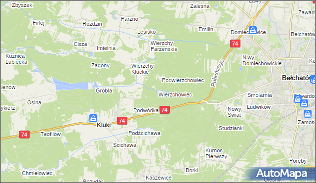 mapa Wierzchowiec, Wierzchowiec na mapie Targeo