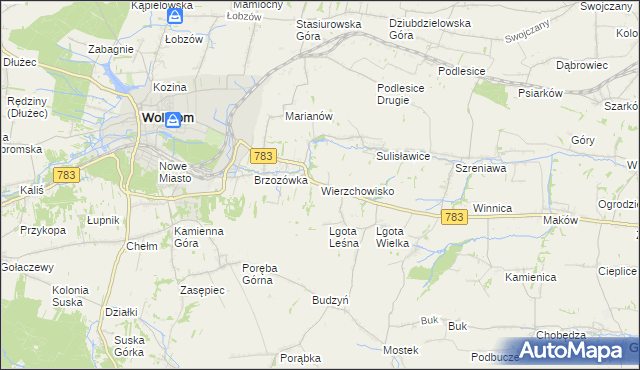 mapa Wierzchowisko gmina Wolbrom, Wierzchowisko gmina Wolbrom na mapie Targeo