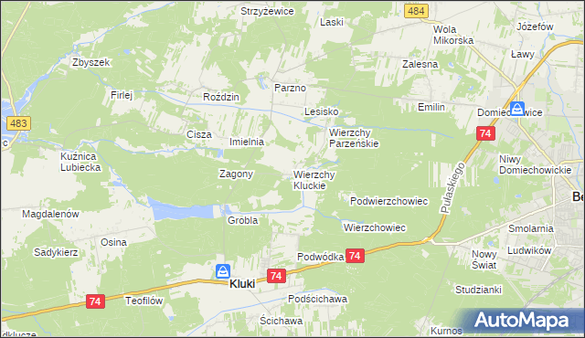 mapa Wierzchy Kluckie, Wierzchy Kluckie na mapie Targeo