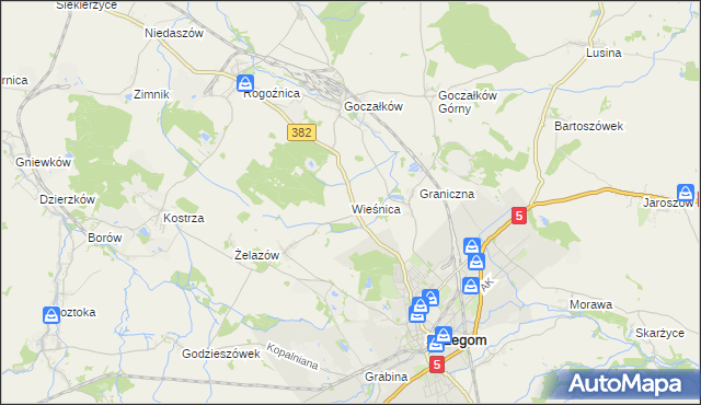 mapa Wieśnica, Wieśnica na mapie Targeo