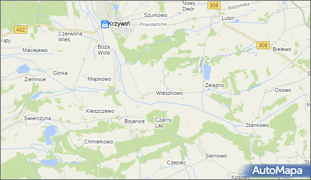 mapa Wieszkowo, Wieszkowo na mapie Targeo