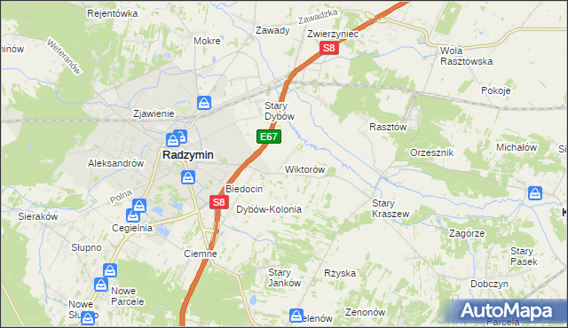 mapa Wiktorów gmina Radzymin, Wiktorów gmina Radzymin na mapie Targeo