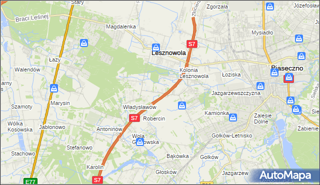 mapa Wilcza Góra gmina Lesznowola, Wilcza Góra gmina Lesznowola na mapie Targeo