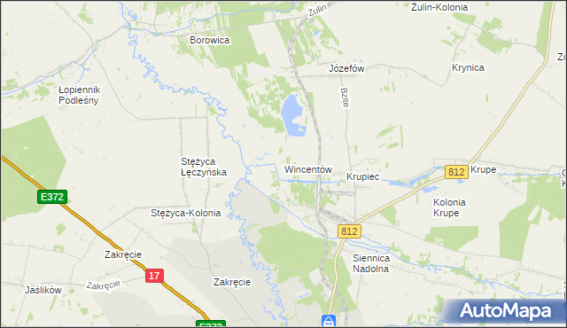 mapa Wincentów gmina Krasnystaw, Wincentów gmina Krasnystaw na mapie Targeo