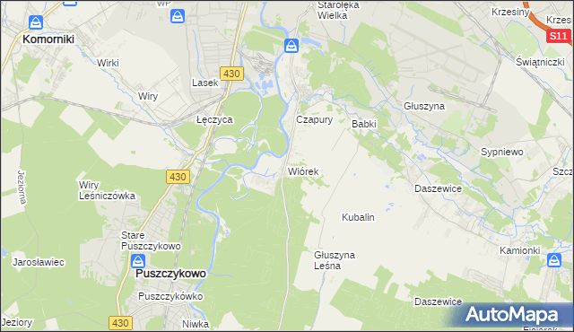 mapa Wiórek, Wiórek na mapie Targeo