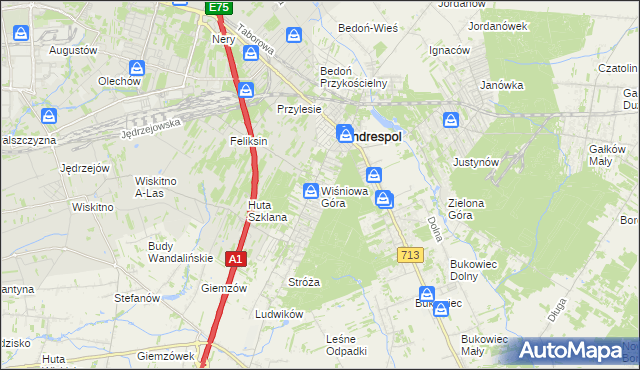 mapa Wiśniowa Góra, Wiśniowa Góra na mapie Targeo