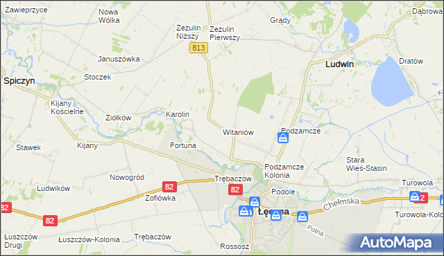 mapa Witaniów, Witaniów na mapie Targeo