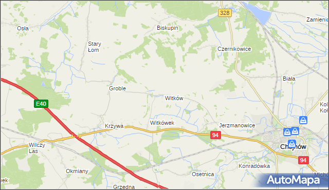 mapa Witków gmina Chojnów, Witków gmina Chojnów na mapie Targeo