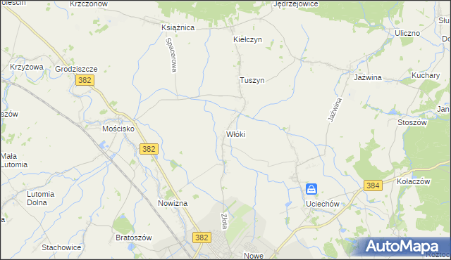 mapa Włóki gmina Dzierżoniów, Włóki gmina Dzierżoniów na mapie Targeo