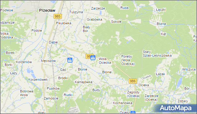 mapa Wola Ociecka, Wola Ociecka na mapie Targeo