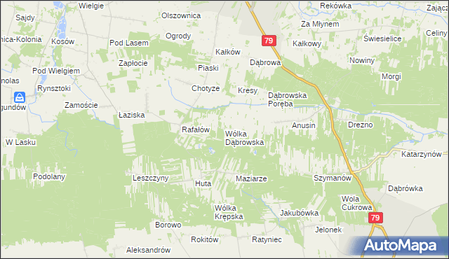 mapa Wólka Dąbrowska, Wólka Dąbrowska na mapie Targeo