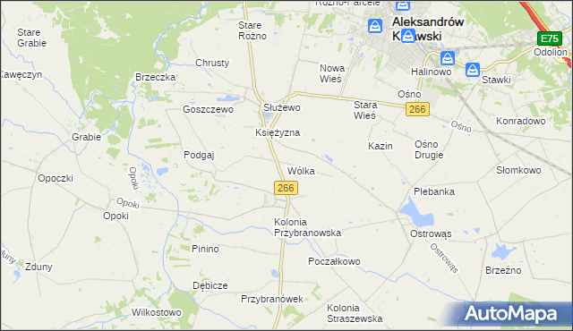 mapa Wólka gmina Aleksandrów Kujawski, Wólka gmina Aleksandrów Kujawski na mapie Targeo