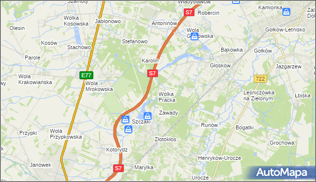 mapa Wólka Pracka, Wólka Pracka na mapie Targeo