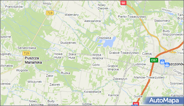 mapa Wólka Wręcka, Wólka Wręcka na mapie Targeo