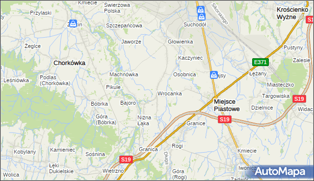 mapa Wrocanka gmina Miejsce Piastowe, Wrocanka gmina Miejsce Piastowe na mapie Targeo