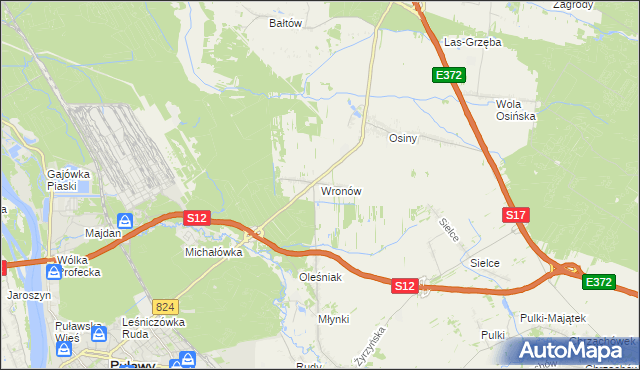 mapa Wronów gmina Końskowola, Wronów gmina Końskowola na mapie Targeo