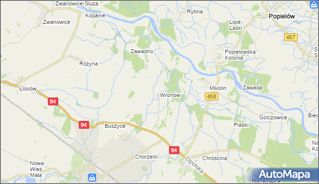 mapa Wronów gmina Lewin Brzeski, Wronów gmina Lewin Brzeski na mapie Targeo