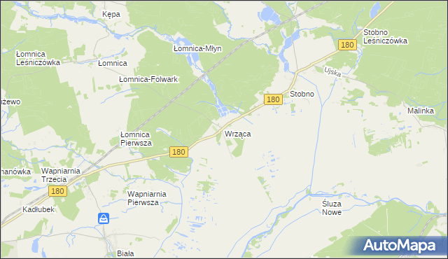 mapa Wrząca gmina Trzcianka, Wrząca gmina Trzcianka na mapie Targeo