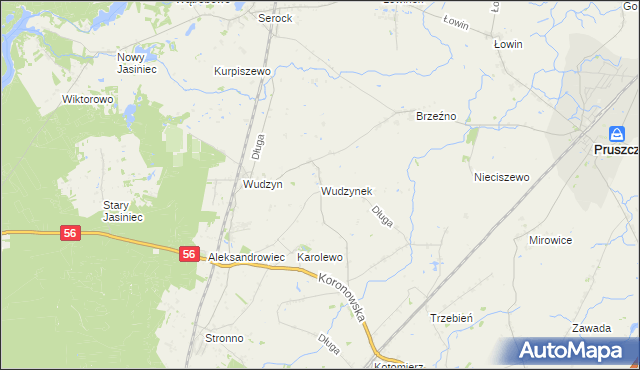 mapa Wudzynek, Wudzynek na mapie Targeo