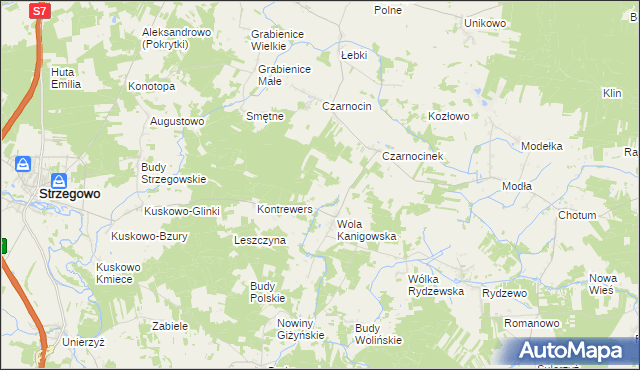 mapa Wygoda gmina Strzegowo, Wygoda gmina Strzegowo na mapie Targeo
