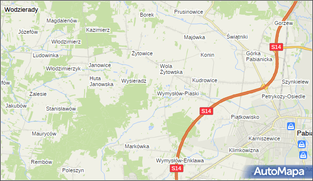 mapa Wymysłów-Piaski, Wymysłów-Piaski na mapie Targeo