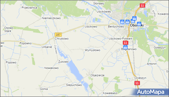 mapa Wymysłowo gmina Oborniki, Wymysłowo gmina Oborniki na mapie Targeo