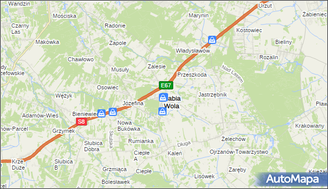 mapa Żabia Wola powiat grodziski, Żabia Wola powiat grodziski na mapie Targeo