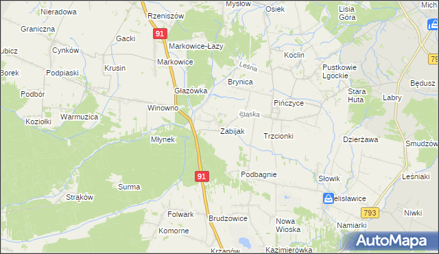 mapa Zabijak gmina Koziegłowy, Zabijak gmina Koziegłowy na mapie Targeo