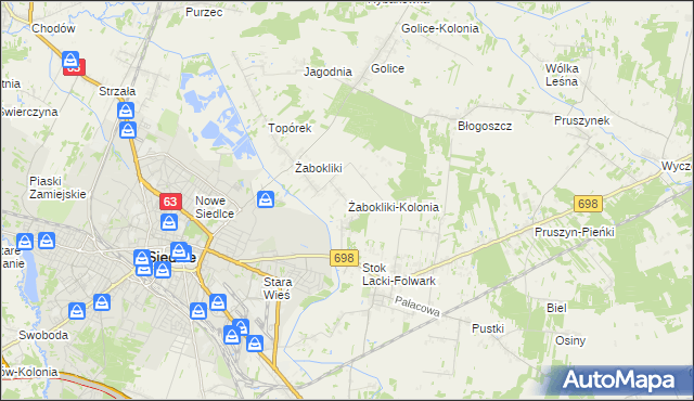 mapa Żabokliki-Kolonia, Żabokliki-Kolonia na mapie Targeo