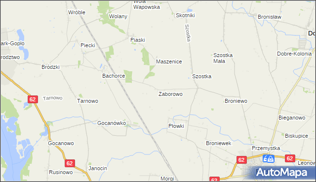 mapa Zaborowo gmina Kruszwica, Zaborowo gmina Kruszwica na mapie Targeo