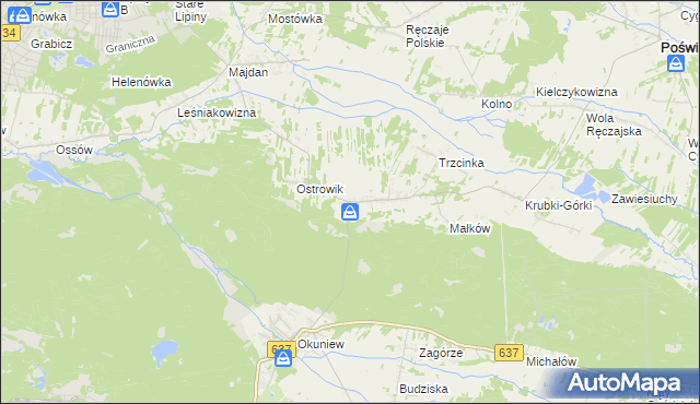mapa Zabraniec, Zabraniec na mapie Targeo
