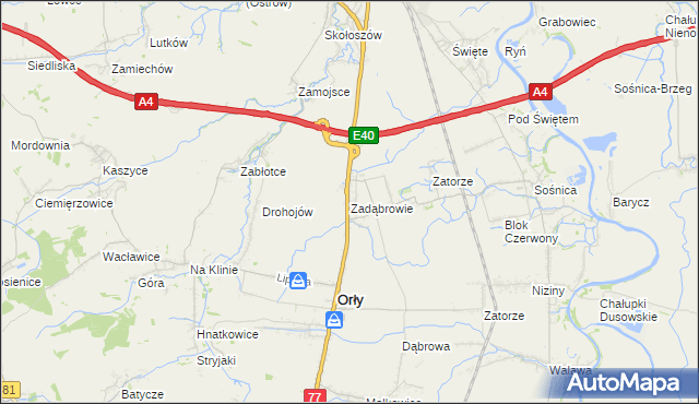 mapa Zadąbrowie gmina Orły, Zadąbrowie gmina Orły na mapie Targeo