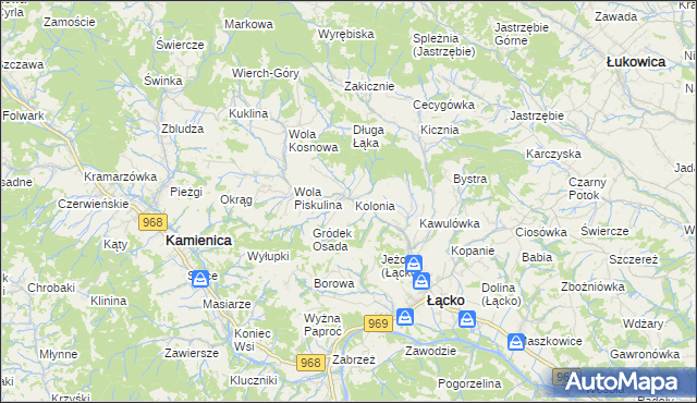 mapa Zagorzyn gmina Łącko, Zagorzyn gmina Łącko na mapie Targeo